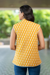 Mustard Quilted Short Sleeveless Jacket (6840076140643)