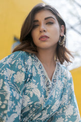 Cotton Ankle Kaftan Light Blue Baagh Block Print 3 (6668723093603)