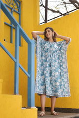 Cotton Ankle Kaftan Light Blue Baagh Block Print 1 (6668723093603)