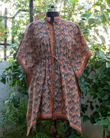 Cotton Kaftan Short Black Brown Shirt Dress 1 (6546375606371)