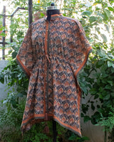 Cotton Kaftan Short Black Brown Shirt Dress (6546375606371)