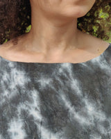 Rayon Long Kaftan Grey White Shibori Print With Boat Neck 3 (6546375934051)