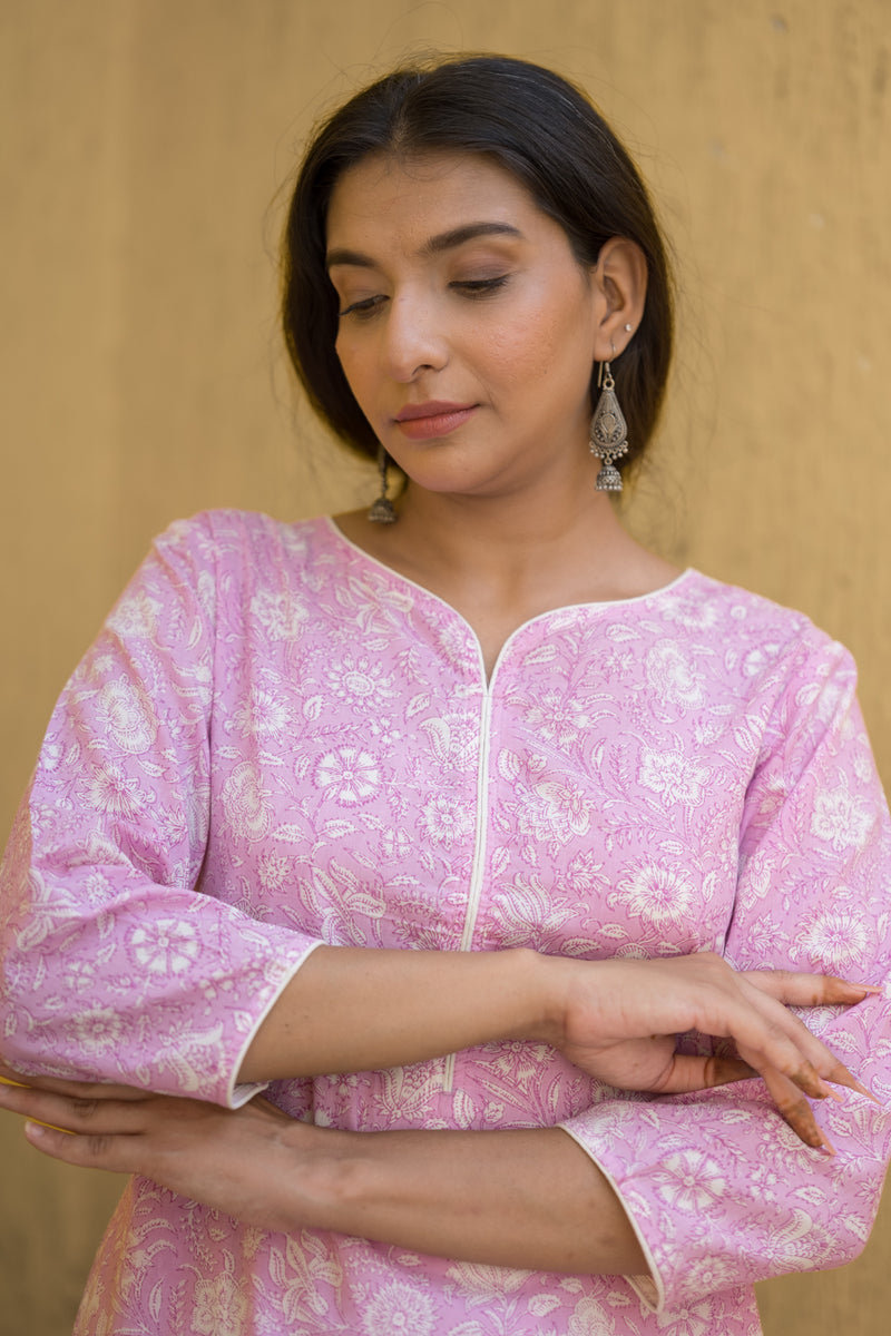 Powder Pink Cotton Kurta 2 (6846742921315)