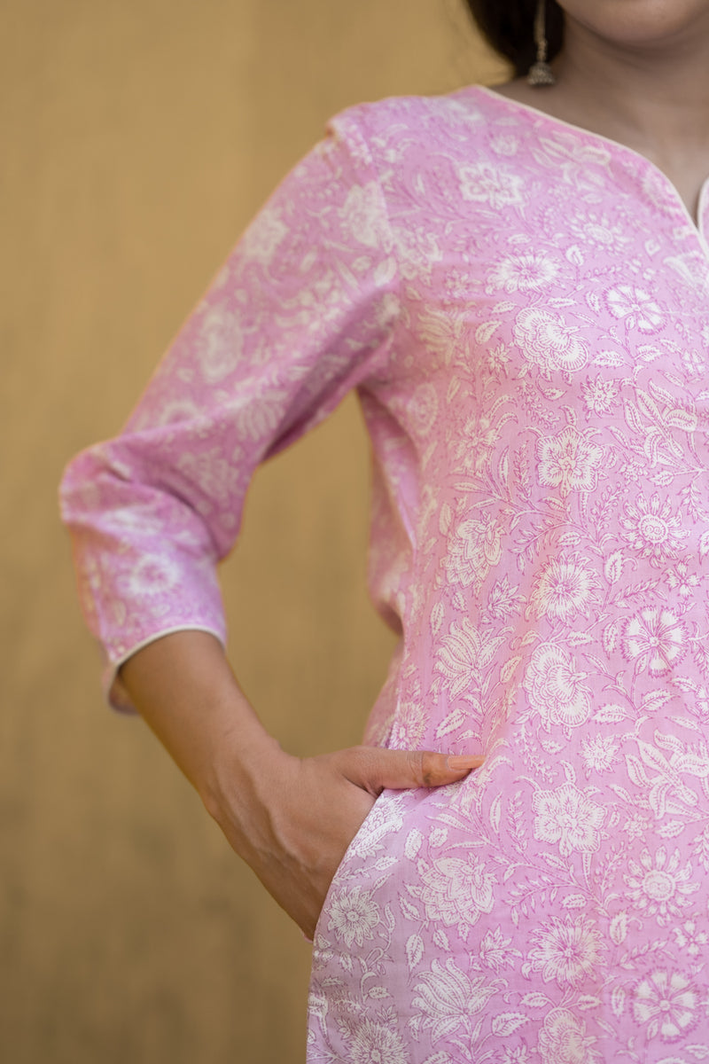 Powder Pink Cotton Kurta 4 (6846742921315)