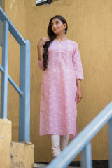 Powder Pink Cotton Kurta (6846742921315)