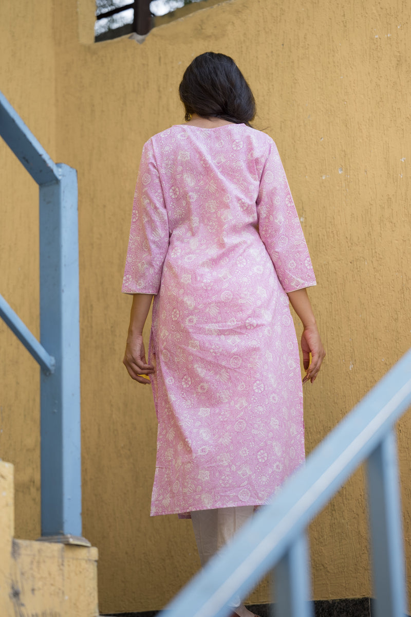 Powder Pink Cotton Kurta 1 (6846742921315)