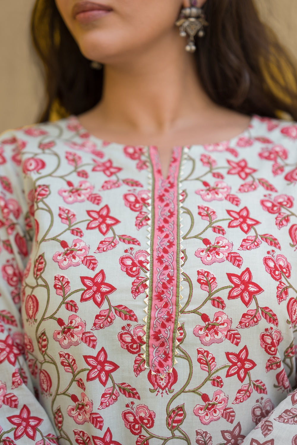 Floral Jaal Cotton Kurta in Pista Green 2 (6846742888547)