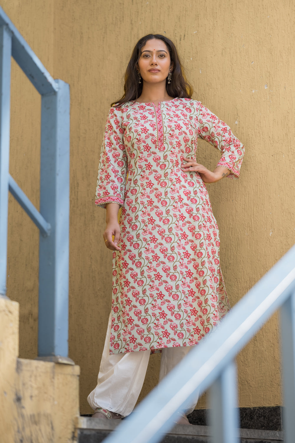 Floral Jaal Cotton Kurta in Pista Green 3 (6846742888547)