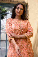 Peach Pink Cotton Kurta (6846742986851)