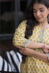 Yellow Buti Cotton Kurta (6846743052387)