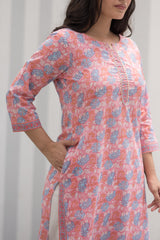 Pink Floral Cotton Kurta 3 (6846742757475)