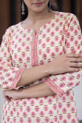 Pink Lotus Cotton Kurta 2 (6846743183459)