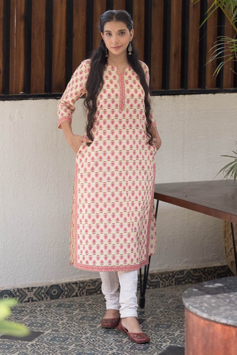 Pink Lotus Cotton Kurta (6846743183459)