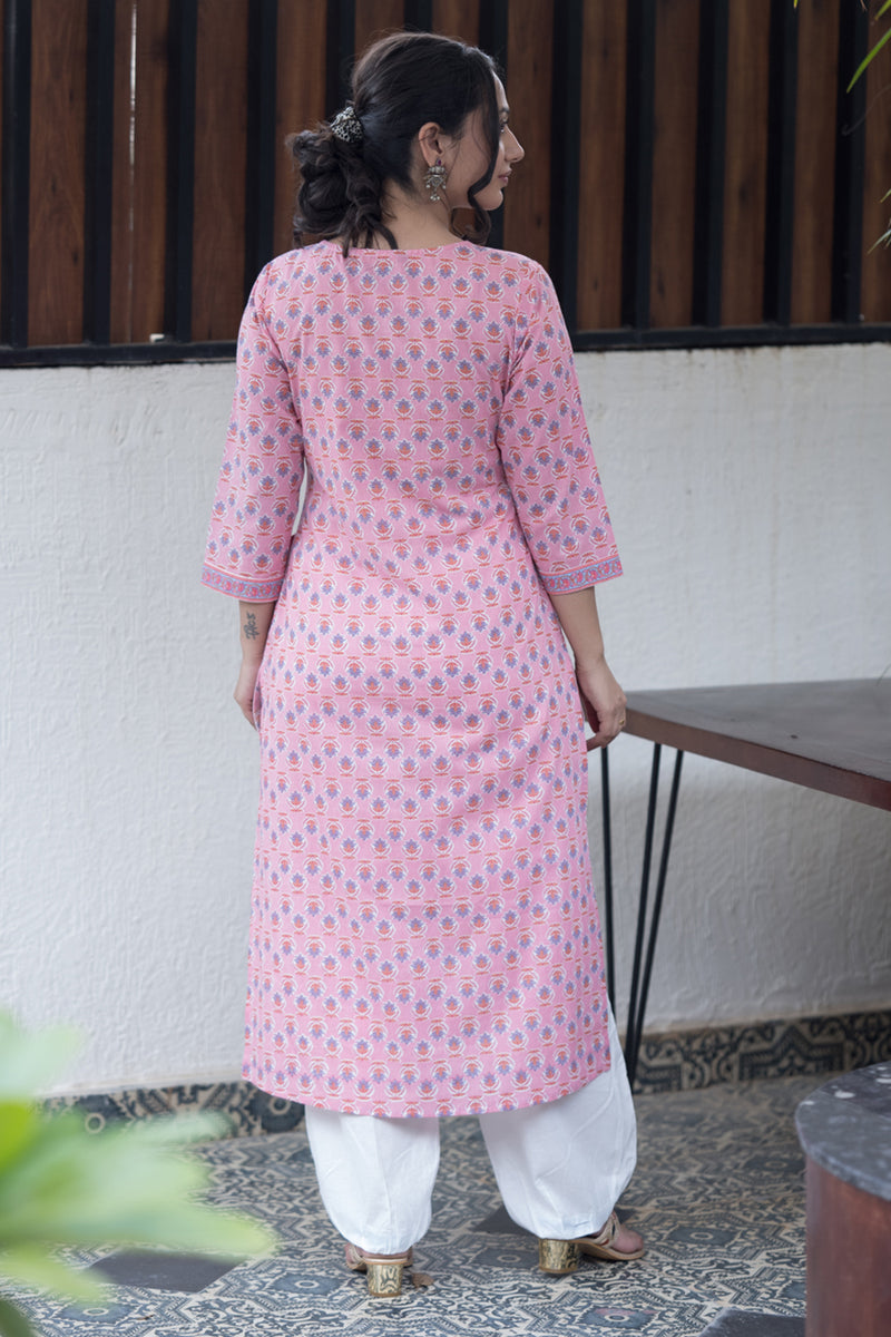 Blooming Blue Cotton Kurta 1 (6846743216227)