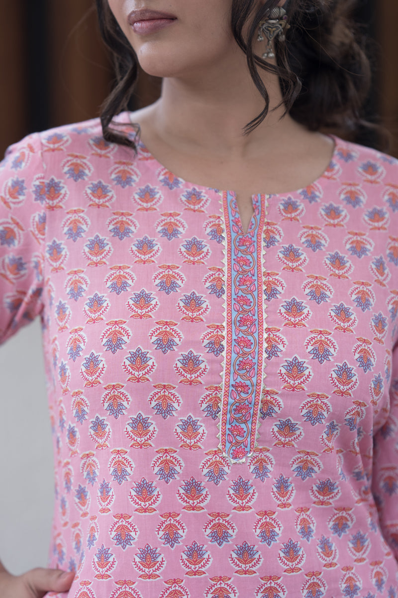 Blooming Blue Cotton Kurta 2 (6846743216227)