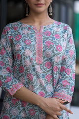 Pink Sky Floral Jaal Kurta 2 (6846743117923)