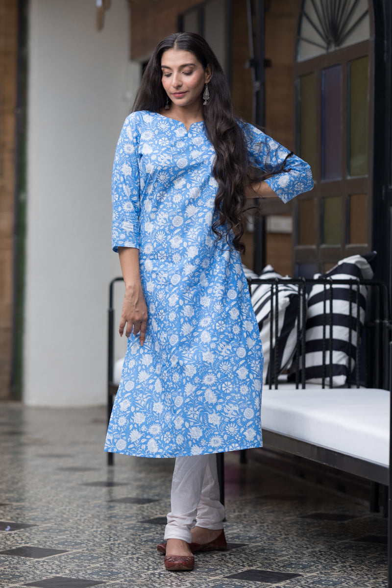 Blue Moon Cotton Kurta  (6846743248995)