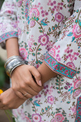 Cotton Straight Kurti - Purple Floral Jaal 3