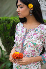 Cotton Straight Kurti - Purple Floral Jaal 1