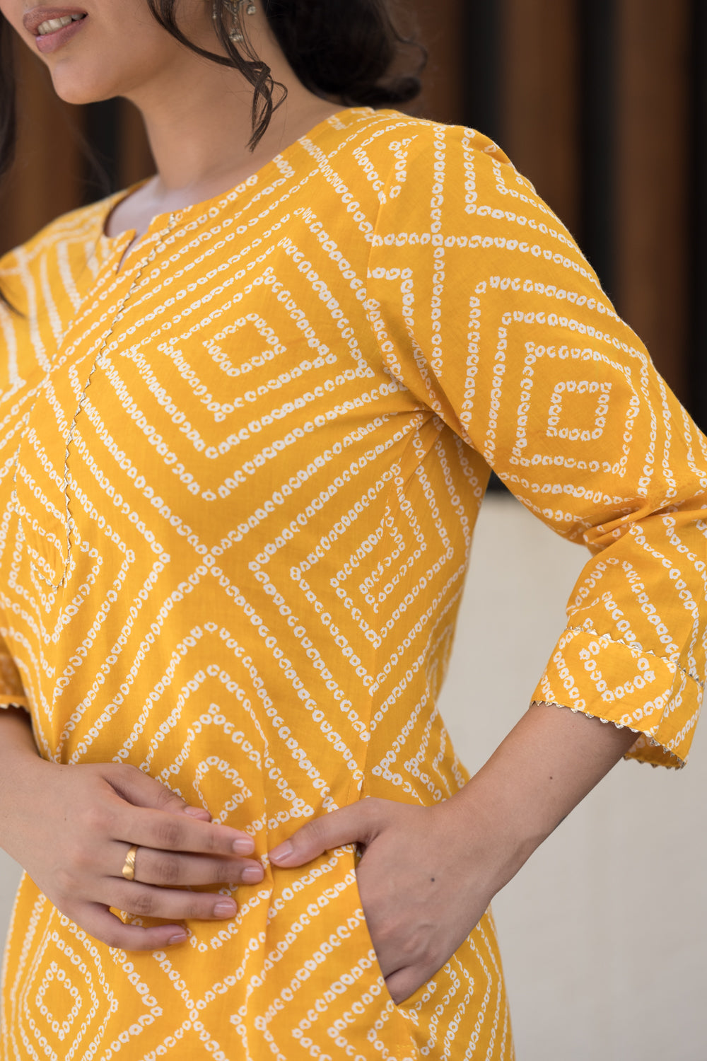 Golden Yellow Stripes Cotton Kurta 3 (6846743150691)