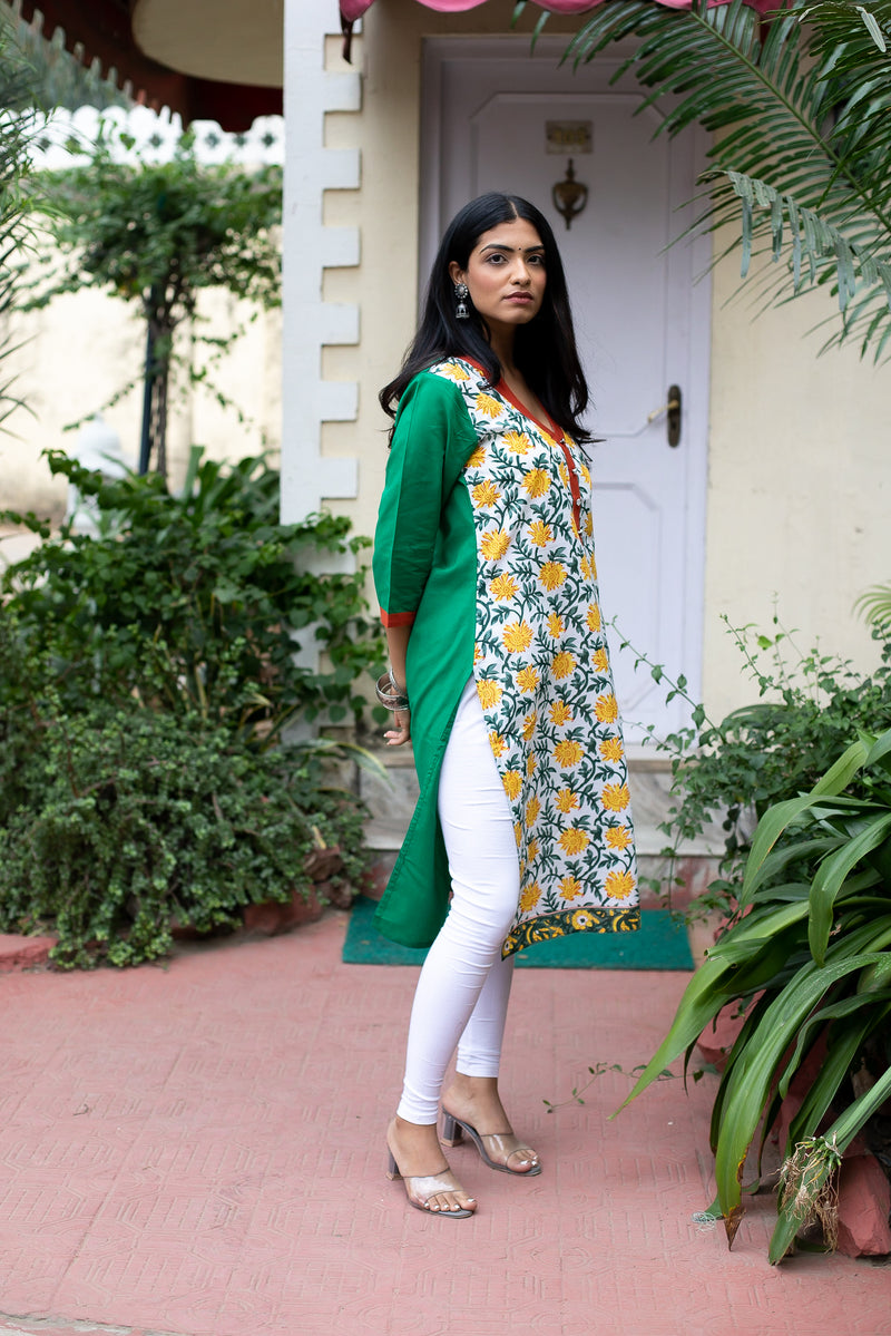 Cotton Kurti Floral Block Print 3