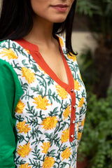 Cotton Kurti Floral Block Print 2