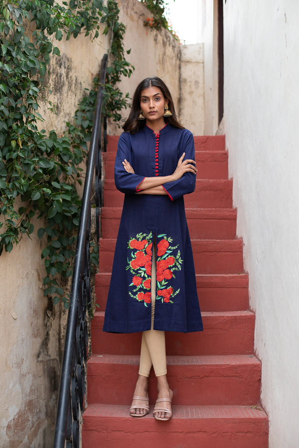 Cotton Embroidery Floral Kurti
