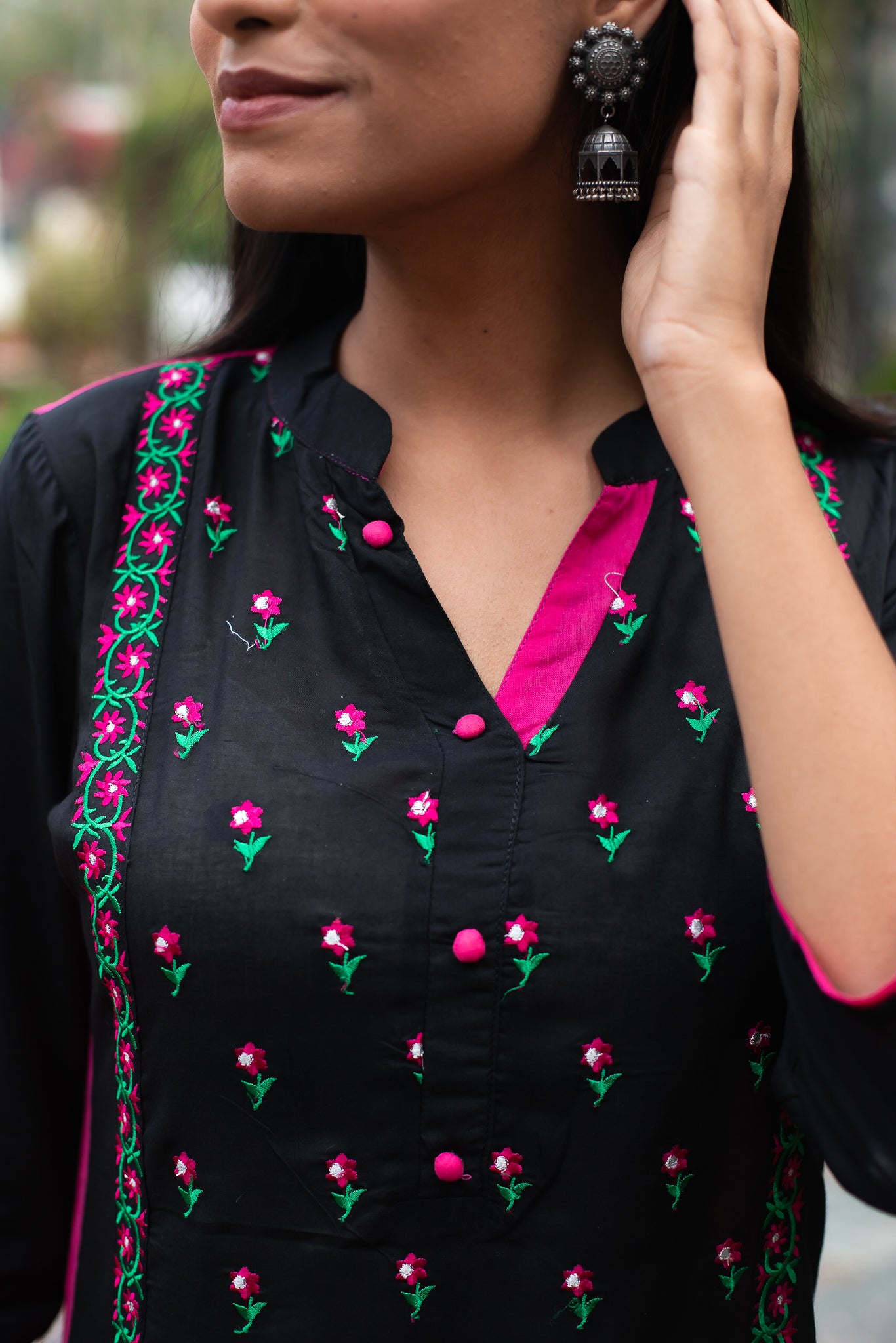 Modal Cotton Embroidery Floral Kurti 3