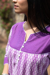 Cotton Short Kurti Leaf Block Print 2