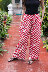 Cotton Straight Palazzo Checks Block Print 2