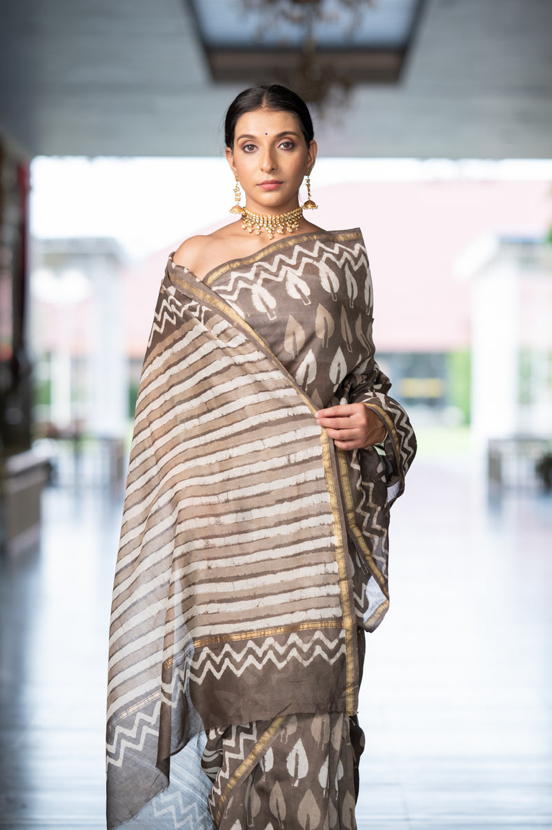 Bhoori Patti Chanderi Saree (6840633720931)