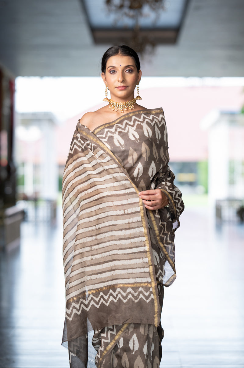 Bhoori Patti Chanderi Saree (6840633720931)