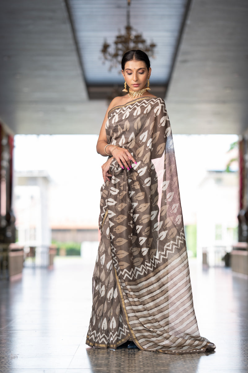Bhoori Patti Chanderi Saree (6840633720931)