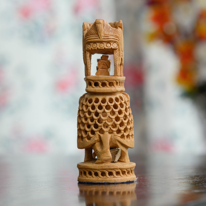 Handicraft Wood Carving Jaali Elephant 4" 1 (5522207489)