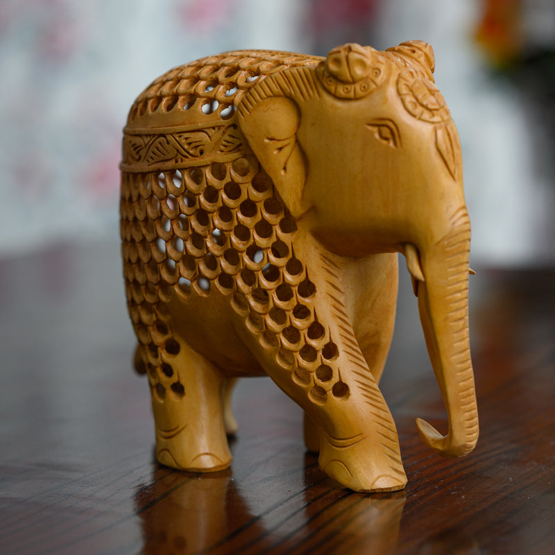 Handicraft Wood Carving Jaali Elephant 6" (5522381057)