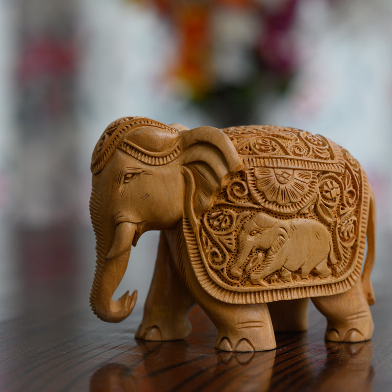 Handicraft Wood Carving Elephant 4" (5522381377)