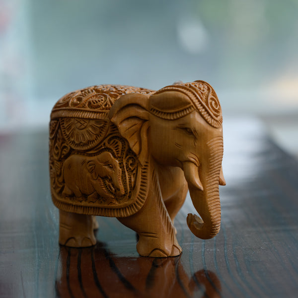 Handicraft Wood Carving Elephant 4" (5522381377)