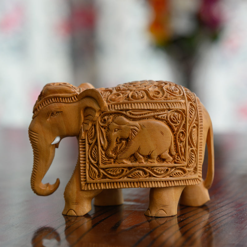 Handicraft Wood Carving Elephant 4" (5522381505)