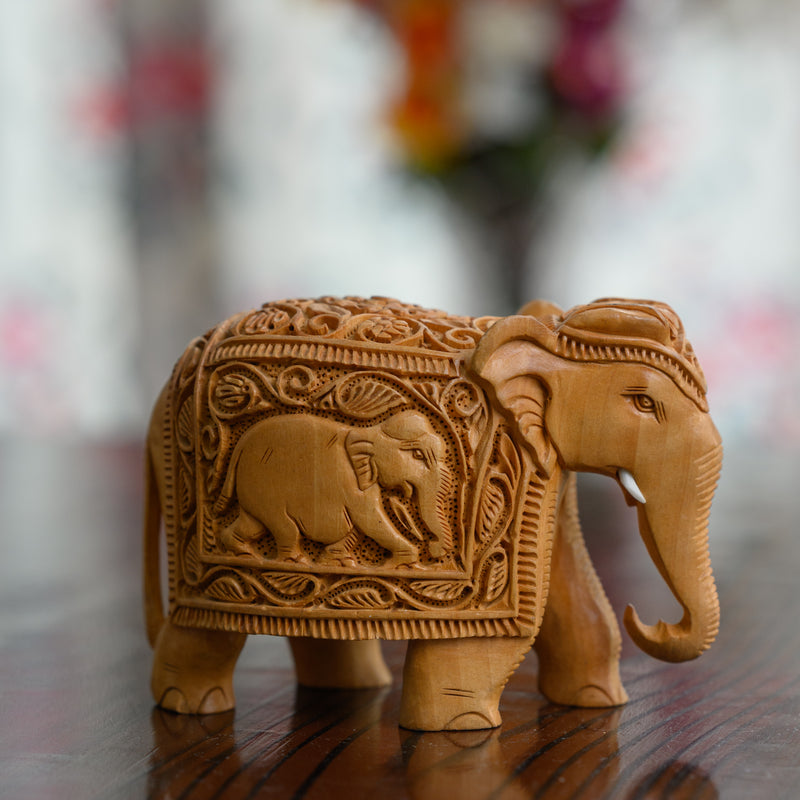 Handicraft Wood Carving Elephant 4" 1 (5522381505)