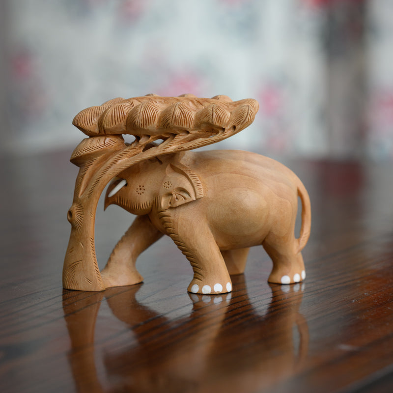 Handicraft Wood Carving Tree Elephant 4" 1 (5522381569)