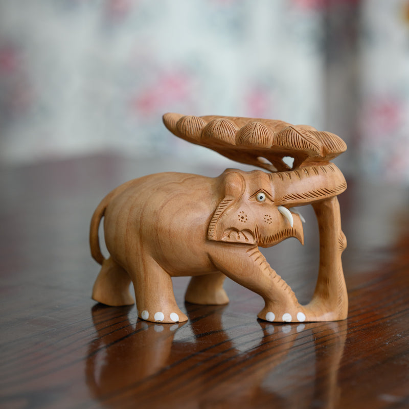 Handicraft Wood Carving Tree Elephant 4" (5522381569)