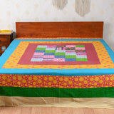 Cotton Queen Size Bedcover Muticolor Patches Kantha Work 1 (6753266892899)