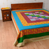Cotton Queen Size Bedcover Muticolor Patches Kantha Work (6753266892899)