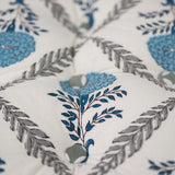 Cotton Floor Cushion Round Light Blue Grey Marigold Print 2 (6831238283363)