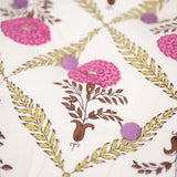 Cotton Floor Cushion Square Magenta Brown Marigold Print 2 (6831154626659)