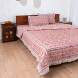Cotton Bedding Set Light Brown Red Tulip Bel Print (6831156658275)