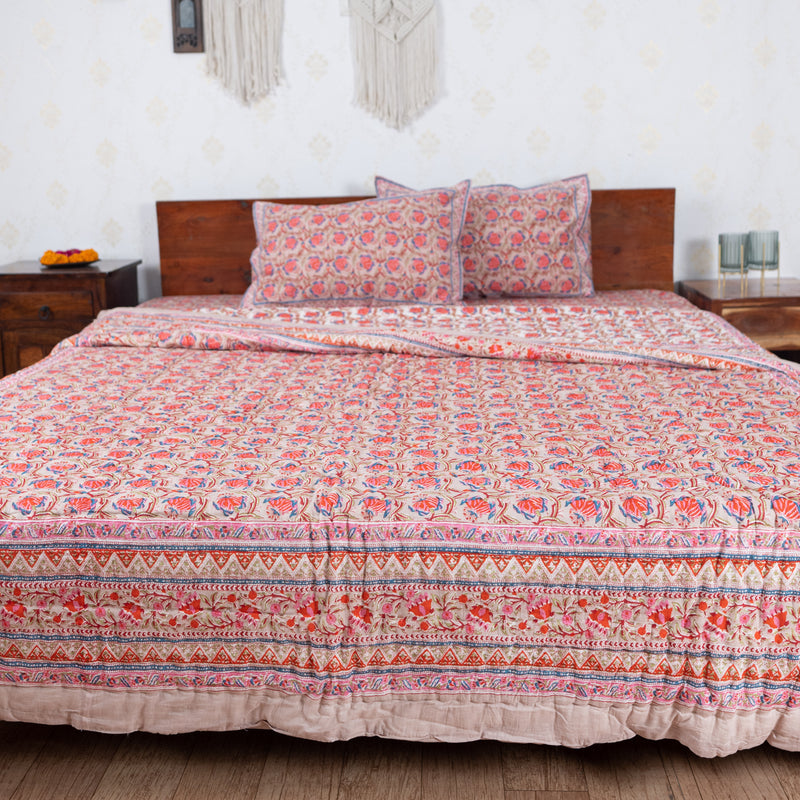 Cotton Bedding Set Light Brown Red Tulip Bel Print 2 (6831156658275)