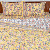 Cotton Bedding Set Lemon Yellow Orange Floral Print 2 (6831156723811)