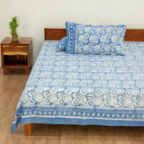 Cotton Queen Size Bedsheet Light Blue Geometric Block Print 1 (6637122420835)