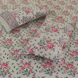 Cotton Double Bedsheet Pink Rose Boota Block Print 2 (4480763756643)